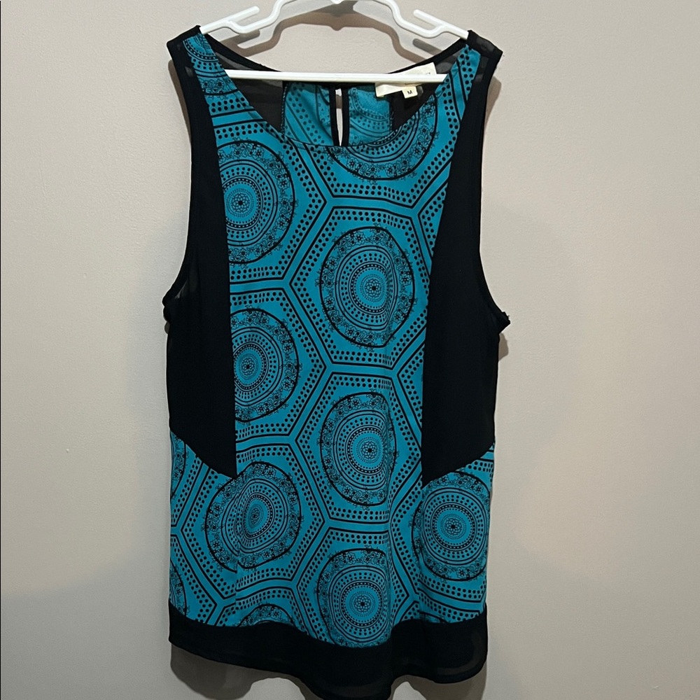 (3 for$24) Sleeveless Blue and Black Geometric Women's Top